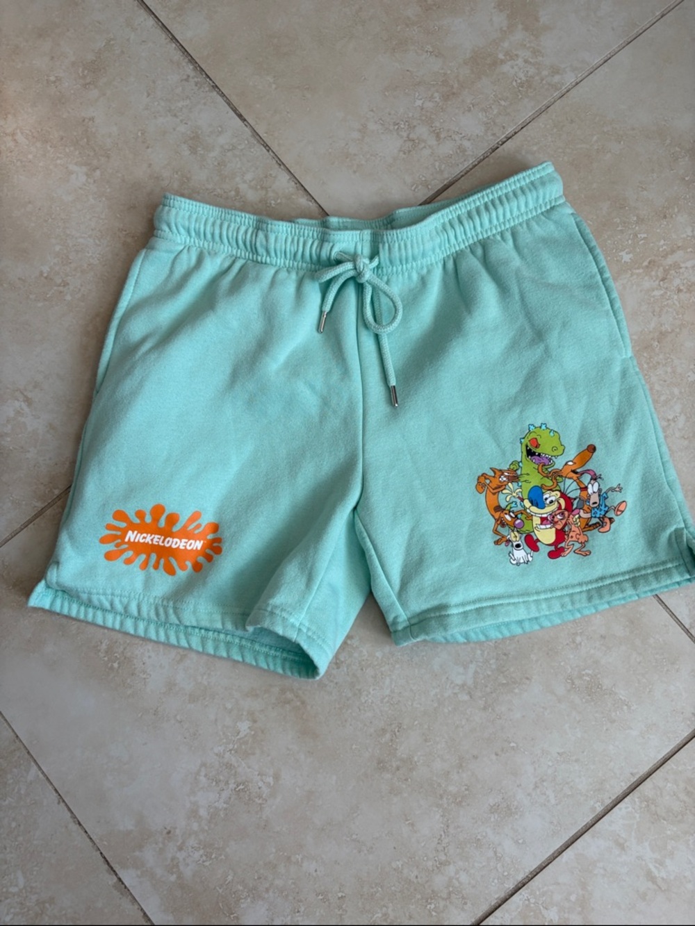 Nickelodeon Mint Green Cartoon Logo Fleece Shorts